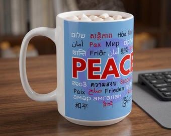 Peace Word Cloud Mug | Multilingual Peace Ceramic Mug