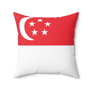 Spun Polyester Square Pillow, Flag of Singapore