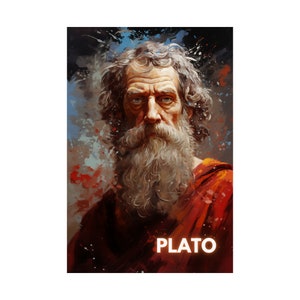 Plato Poster, Greek Philosopher, Great Thinkers, Portrait Illustration, Modern Vibrant, Philosophy, Logic, Wall Art, Decor