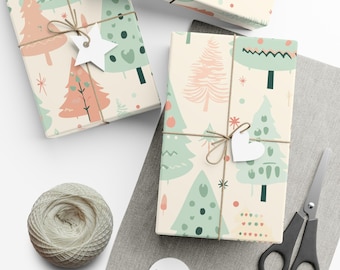 Wrapping Paper, Christmas Trees in Pastel