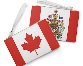 Flag of Canada with Coat of Arms Clutch Bag or Mini Clutch