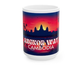 Angkor Wat keramische koffiemok, 11 of 15 oz, Cambodja
