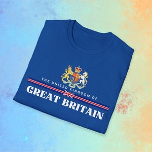 United Kingdom of Great Britain Unisex Tee Coat of Arms & Flag Union Jack Gift for Him Gift for Her