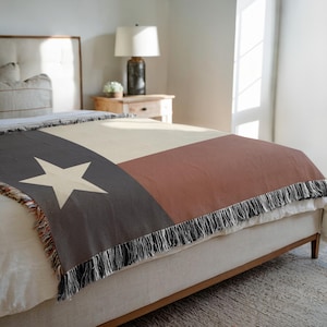 Couverture tissée drapeau du Texas, jeté en coton jacquard | Décoration d'intérieur State Pride