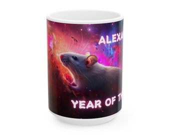 Tazza da caffè con topo dello zodiaco cinese, regalo di astrologia per il capodanno lunare