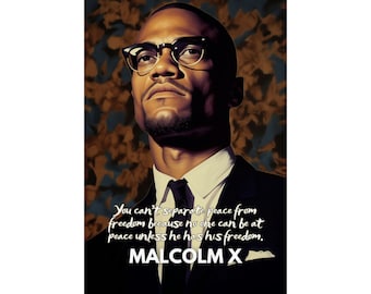 Malcolm X Poster, Black History Month, Civil Rights, Equality, Freedom, Malcolm X, Malcolm X Portrait, Black Power, Black Empowerment