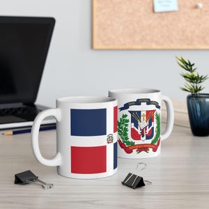Dominican Republic Flag Ceramic Mug 11oz or 15 oz with Coat of Arms Independence Day Patriotic Constitution Office Gift