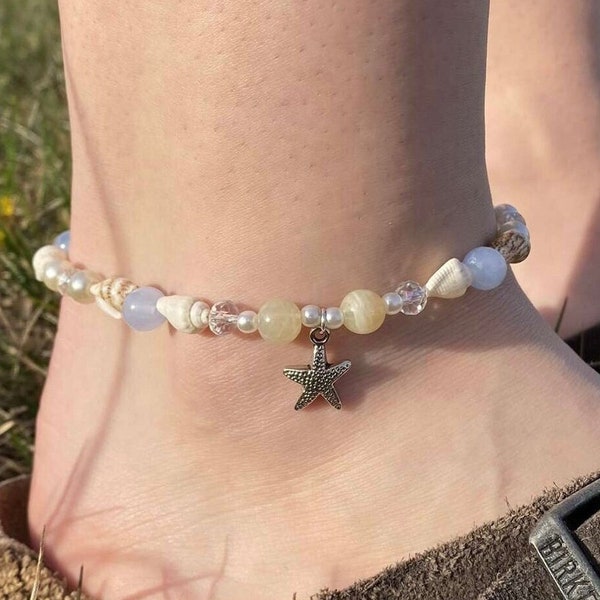 Starfish Anklet | Seashell Jewelry | Beach Themed Jewelry | Charm Anklet | Boho Beach | Handmade Gift Idea