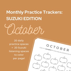 OCTOBER - Piano Practice Chart (SUZUKI) | piano lessons, practice, music education, pdf digital download, fall, pumpkin, Halloween
