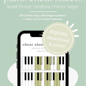 PIANO CHEAT SHEETS: Level 3 - Minor Scales & Cadences | warmups | piano lessons | keyboard skills | music classroom | printable pdf