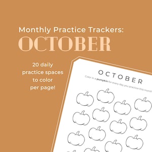 OKTOBER - Maandelijkse pianooefentracker | pdf digitale download | pianoles | pompoen thema