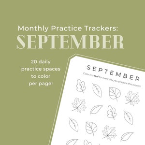 SEPTEMBER - Maandelijkse pianooefentracker | pdf digitale download | herfstbladeren thema