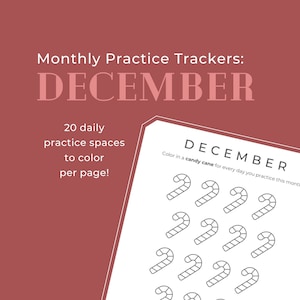 DECEMBER - Maandelijkse pianooefentracker | pdf digitale download | snoepgoed thema