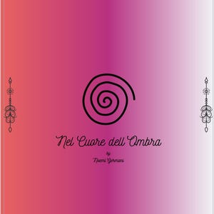 May include: A pink and purple gradient background with a black spiral design in the center. The text "Nel Cuore dell'Ombra" is written in black cursive script below the spiral, with the word "by" and the name "Naomi Germani" written in smaller black text below.