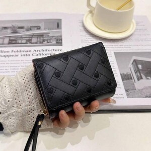 Cartera multifuncional con forma de corazón para mujer, cartera con tarjetero para mujer, cartera de piel sintética para mujer, cartera triple, tarjetero de identificación, regalo…