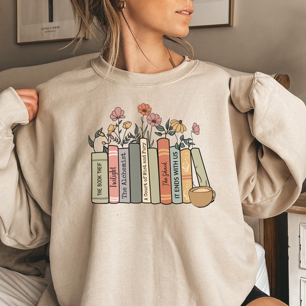 Custom Bookshelf Sweatshirt, Personalized Book Crewneck, Book Sweatshirt, Gift for book lover, Book club gift, Book club sweatshirt, bookish