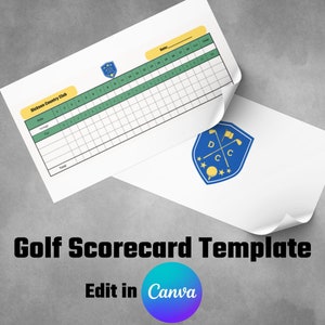 Plantilla editable de Canva para tarjeta de puntuación de campo de golf