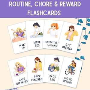 ADHD Routine Flashcards for Tweens & Teens | Visual Schedule, Chore and Reward Flashcards (Digital Download)