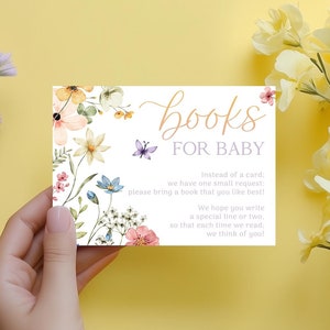 Boeken met wilde bloemen voor baby Wilde bloemen Babyshower Boek Verzoekkaart Bloemen Boho Babyshower Boeken met kleine wilde bloemen voor baby Spel WF4