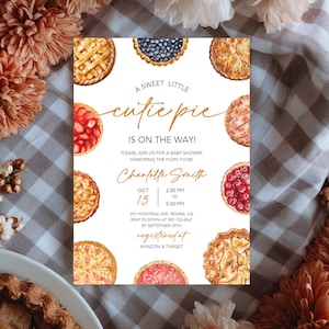 Cutie Pie Baby Shower Invitation Template Cutie Pie Baby Shower Invite Fall Baby Shower Pie Baby Shower Autumn Baby Shower Fall Invitation