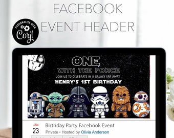 Editable Star War Birthday Facebook Event Header Template Birthday Party Facebook Header Digital Kids Party Facebook Cover Template sw1
