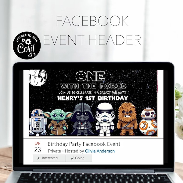 Editable Star War Birthday Facebook Event Header Template Birthday Party Facebook Header Digital Kids Party Facebook Cover Template sw1