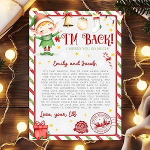 Editable Elf Arrival Letter Return Letter Christmas Elf I&#39;m Back Elf Welcome Christmas Elf Letter From Your Elf Template Departure Letter