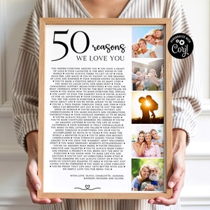 50 Reasons We Love You Poster With Pictures Template 50th Birthday Gift for Him or Her Editable Personalized 50th Birthday Decor Collage