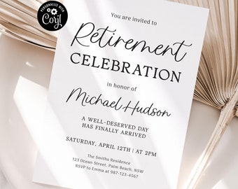 Modern Retirement Party Invitation Template (Digital Download)