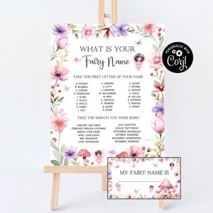 What Is your Fairy Name Fairy Birthday Game Fairy Forest Party Activity Fairy Tea Party Game Floral Whimsical Template Printable F10