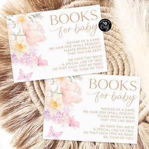 Baby in Bloom Boeken voor baby invoegen Babyshowerspelletjes Roze bloem Boeken voor baby Kaart Boekverzoekkaart Bewerkbare boeken voor babyspel BB3