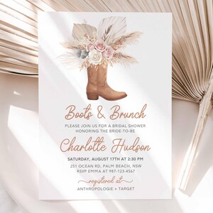 Boots and Brunch Western Bridal Shower Invitation Template Cowgirl Wedding Shower Boho Bridal Shower Cowgirl Boots Bridal Shower Invite CG12