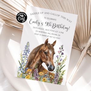 Editable Horse Birthday Invitation Cowgirl Horse Birthday Party Saddle Up Invite Equestrian Birthday Invitation Template Cowgirl Party