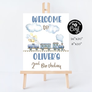 Editable Chugga Chugga Two Two Birthday Welcome Sign Train Second Birthday Printable Welcome Sign 2nd Boys Birthday Invite Birthday Sign tr1