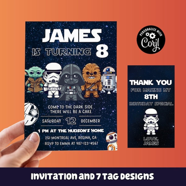 Editable Star War Birthday Invitation Template Printable Birthday Party Invitation Digital Kids Party Invite Template Starwars Bday Card sw1