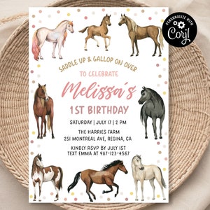 Editable Horse Birthday Invitation Cowgirl Horse Birthday Party Saddle Up Invite Equestrian Birthday Invitation Template Cowgirl Party