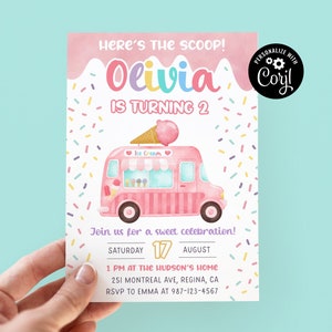 Ice Cream Truck Birthday Invitation Ice Cream Birthday Invitation Ice Cream Party Ice Cream Truck Party Instant Download Editable Invitation