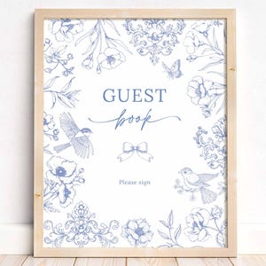 Guest Book Sign Template Toile Sign Bridal Shower Toile Bridal Shower Sign Bridal Signs Blue BridalShower Guestbook Sign Our Book TJ3