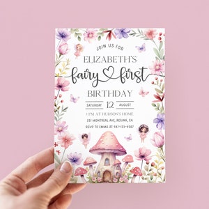 Invitación de cumpleaños de hadas, Jardín Mágico, Editable (PDF)