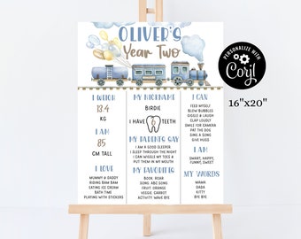 Train 2nd Birthday Milestone Poster, Chugga Two (Digital Download)