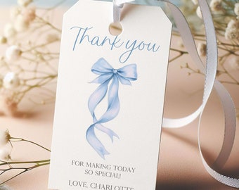 Etiqueta de lembrancinha para chá de panela "Something Blue Before I Do" - Etiqueta de agradecimento com laço azul - Lembrancinha de casamento - Etiqueta para despedida de solteira "Ela se casou" B18