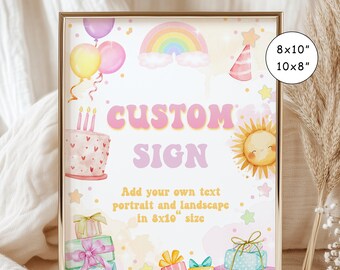 Cartello personalizzato per il secondo compleanno di una bambina, tema primavera retrò (download digitale)