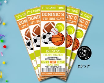 All Star Sports Ticket Birthday Invitation (Digital Template)