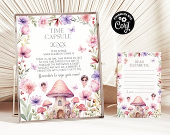 Fairy First Birthday Time Capsule Sign, Girl 1st Birthday (Digital Download)