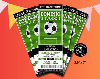 Editable Soccer Ticket Birthday Invitation Football Ticket Invite Template Soccer Party Kids Digital Printable Invite Instant Download