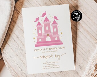 Princess Castle Birthday Invitation, Magical Day Invite (PDF or JPEG)