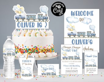 Editable Chugga Chugga Two Two Train Birthday Bundle Train Second Birthday Printable All Aboard Boys Birthday Bundle Train Birthday Set tr1