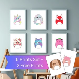 Squishmallows Poster 8 Set Instant Download Squishmallows nursery Squishmallows wall art nursery art Squishmallow prints baby room baby