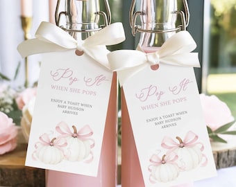 Fall Baby Shower Favor Tags, Pumpkin Pop It Labels (Digital Download)