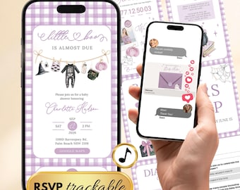 Little Boo Halloween Baby Shower Website Invitation – Purple Ghost Digital Download